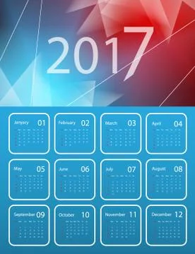 Vector calendar for 2017 Stock Illustration