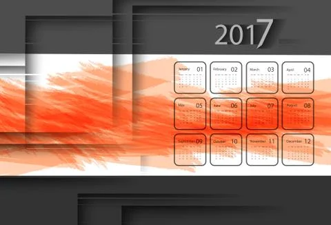 Vector calendar for 2017 Stock Illustration
