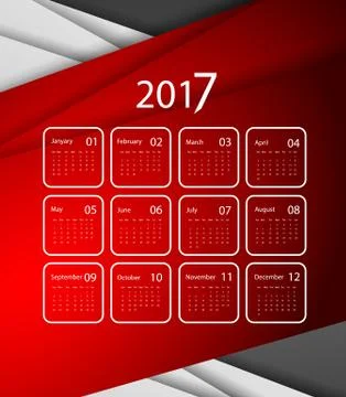 Vector calendar for 2017 Stock Illustration