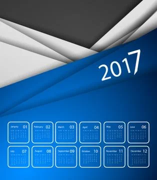 Vector calendar for 2017 Stock Illustration
