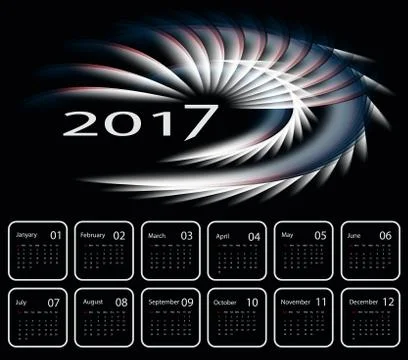 Vector calendar for 2017 Illustrazione stock