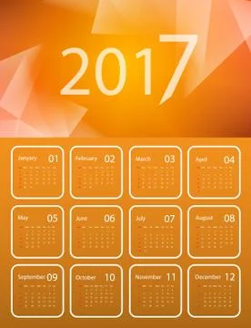 Vector calendar for 2017 Stock Illustration