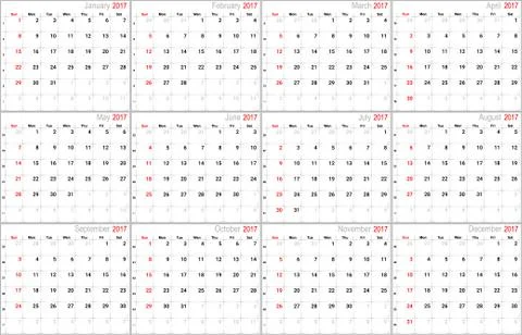 Vector calendar for 2017 Stock Illustration