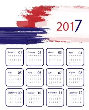 Vector calendar for 2017 Stock Illustration