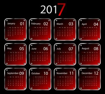 Vector calendar for 2017 Stock Illustration