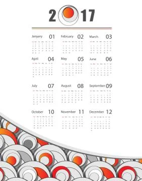 Vector calendar for 2017 Stock Illustration