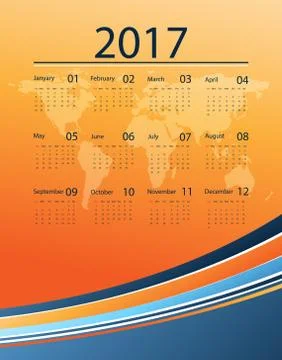 Vector calendar for 2017 Stock Illustration