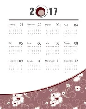 Vector calendar for 2017 Stock Illustration