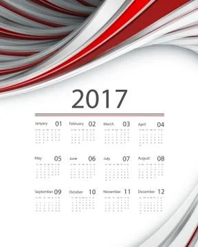 Vector calendar for 2017 Stock Illustration