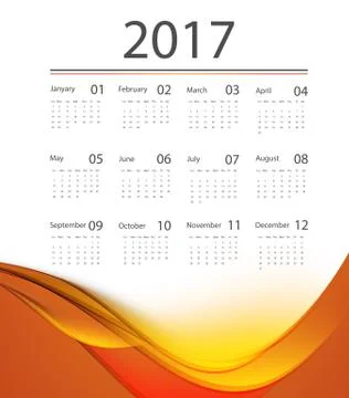 Vector calendar for 2017 스톡 일러스트