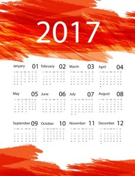 Vector calendar for 2017 Stock Illustration
