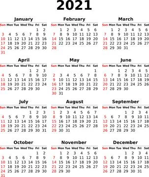 Vector calendar 2021 for planning Stock Illustration