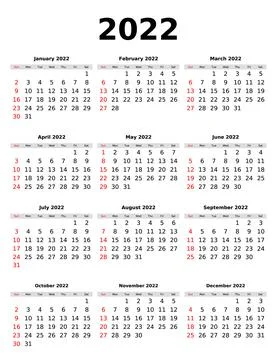 Vector calendar 2022 for planning. Design and template Stock Illustration