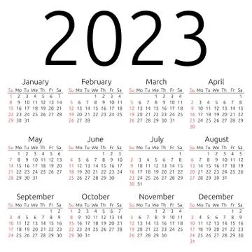Vector calendar 2023, Sunday Illustrazione stock