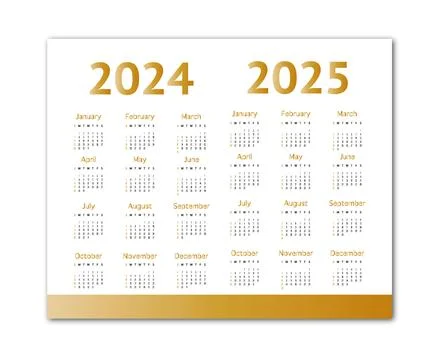 Vector calendar for 2024 and 2025 in minimalist style. Corporate and business Stock Illustration
