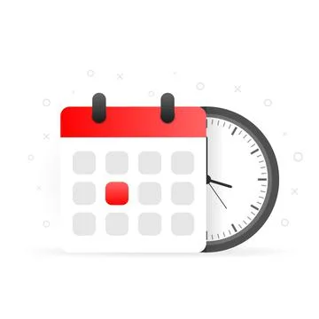 Vector Calendar and Clock Icon on white background. 스톡 일러스트