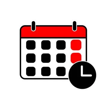 Vector calendar and clock icon. Schedule, appointment, important date conce.. Illustrazione stock
