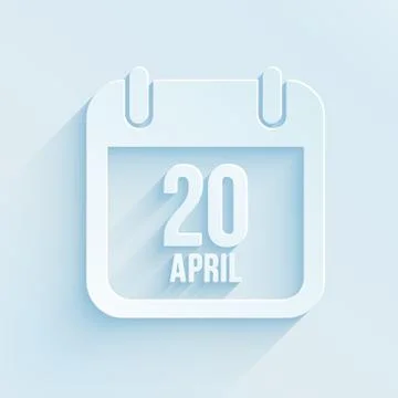 Vector calendar app icon for 20 April Stock Illustration