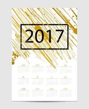 Vector calendar with brush stain. 2017 Stock Illustration