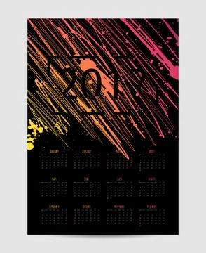 Vector calendar with brush stain. 2017 Stock Illustration