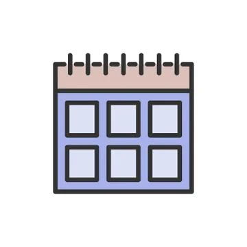 Vector calendar flat color line icon. Isolated on white background Stock Illustration