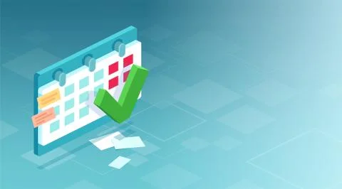 Vector of a calendar with green mark Stock Illustration