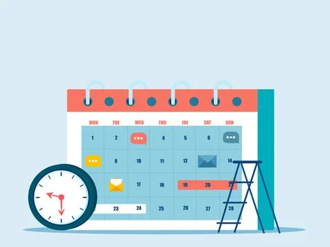 Vector of a calendar, schedule planning, business meetings, events and time m Illustrazione stock