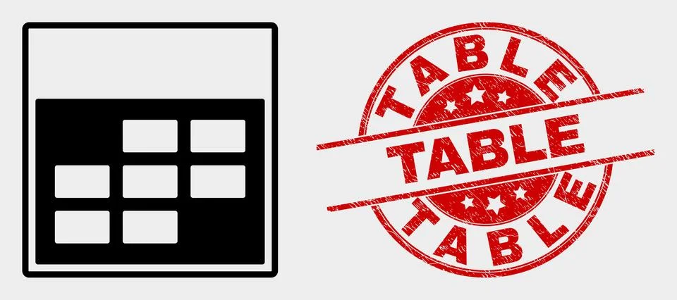 Vector Calendar Week Items Icon and Grunge Table Stamp Illustrazione stock