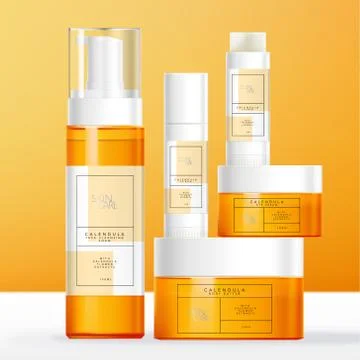 Vector Calendula Theme Skin Care, Beauty or Toiletries Packaging Stock Illustration