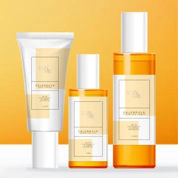 Vector Calendula Theme Skin Care, Beauty or Toiletries Packaging Stock Illustration