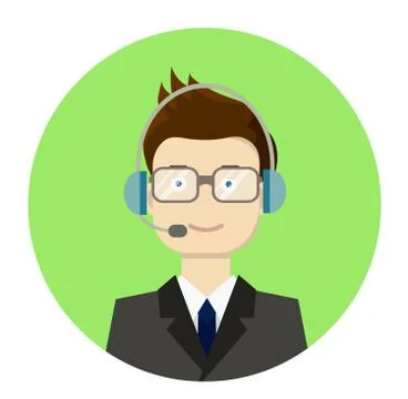 Vector call center boy operator Stock Illustration