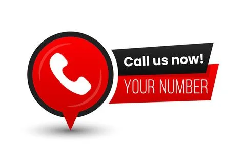 Vector Call us now sign Flat red telephone receiver Stock Illustration