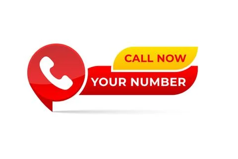 Vector call us now sign template red and yellow color Stock Illustration
