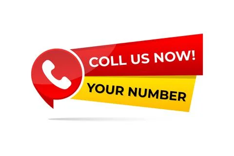 Vector call us now sign template red and yellow color Stock Illustration