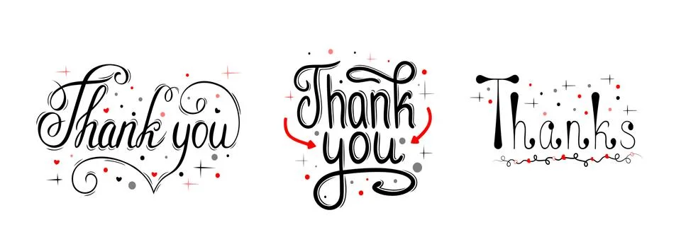 Vector calligraphic composition, lettering Thank you Stock Illustration