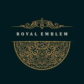 Vector calligraphic crest template. Luxury retro label Stock Illustration