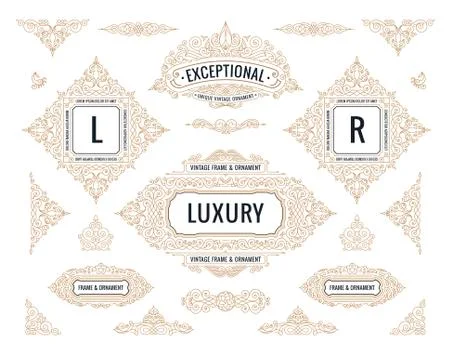 Vector Calligraphic Design elements. Vintage Flourishes Retro logo and frames Stock Illustration