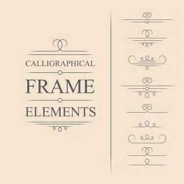 Vector calligraphic frame elements Stock Illustration