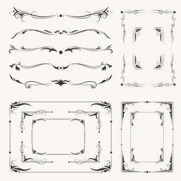 Vector Calligraphic Frames and Vignettes Stock Illustration