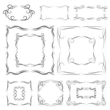 Vector Calligraphic Frames Set Stock Illustration