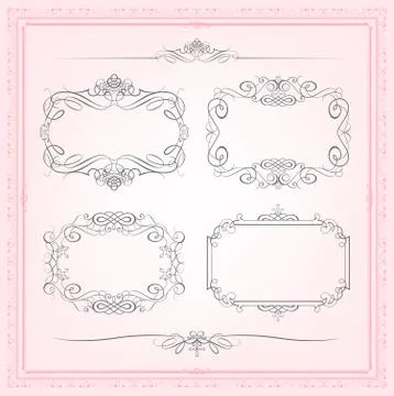 Vector Calligraphic frames set Illustrazione stock