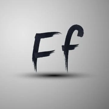 Vector calligraphic hand-drawn marker or ink letter F Stock Illustration