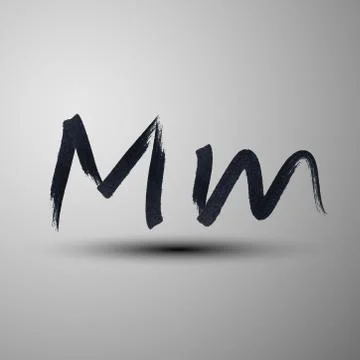 Vector calligraphic hand-drawn marker or ink letter M Stock Illustration