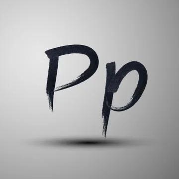 Vector calligraphic hand-drawn marker or ink letter P Stock Illustration