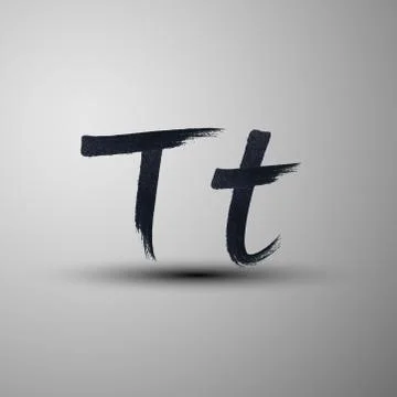 Vector calligraphic hand-drawn marker or ink letter T Stock Illustration