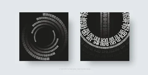 Vector calligraphic lettering in Gothic style on black background. Circular d Stock Illustration