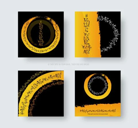 Vector calligraphic lettering in Gothic style on black background. Design wit Stock Illustration