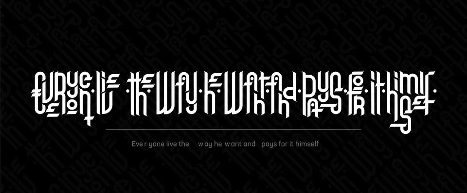 Vector calligraphic lettering template in gothic style on black background Stock Illustration