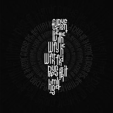 Vector calligraphic lettering template in gothic style on black background Stock Illustration