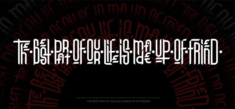 Vector calligraphic lettering template in gothic style on black background Stock Illustration